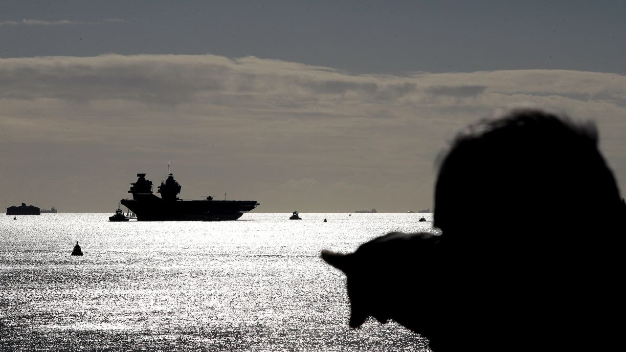 The Royal Navy aircraft carrier HMS Queen Elizabeth arrives back in Portsmouth Naval Base last fall after taking part in major exercises off Scotland with F-35B Lightning jets to prepare it for Carrier Strike Group readiness ahead of its first operational deployment.
