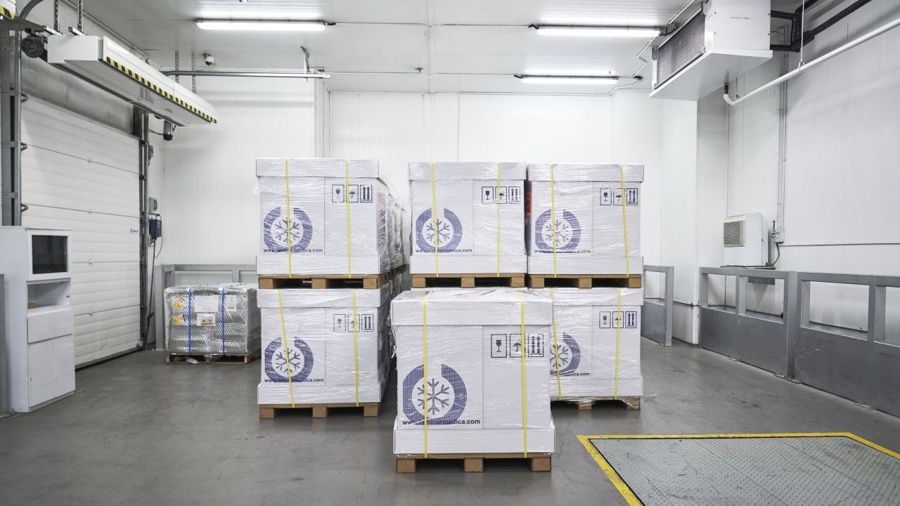 A coolroom at Singapore's Changi Airport, preparing for the arrival of its first shipment of Pfizer-BioNTech vaccines, on December 16, 2020.