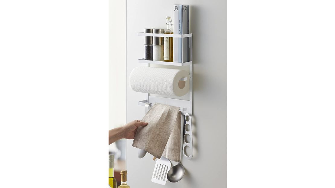 Home Basics Chrome Plated Steel Wall Mounted Paper Towel Holder with Basket, KITCHEN ORGANIZATION