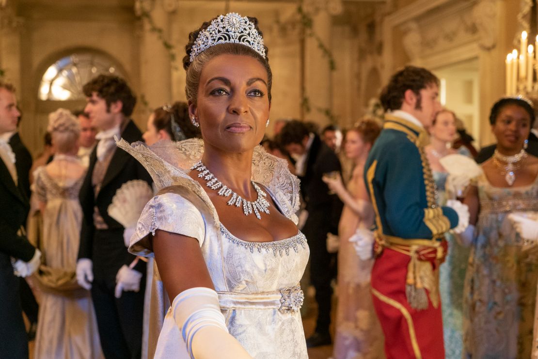 British actress Adjoa Andoh is shown here in her role as Lady Danbury.