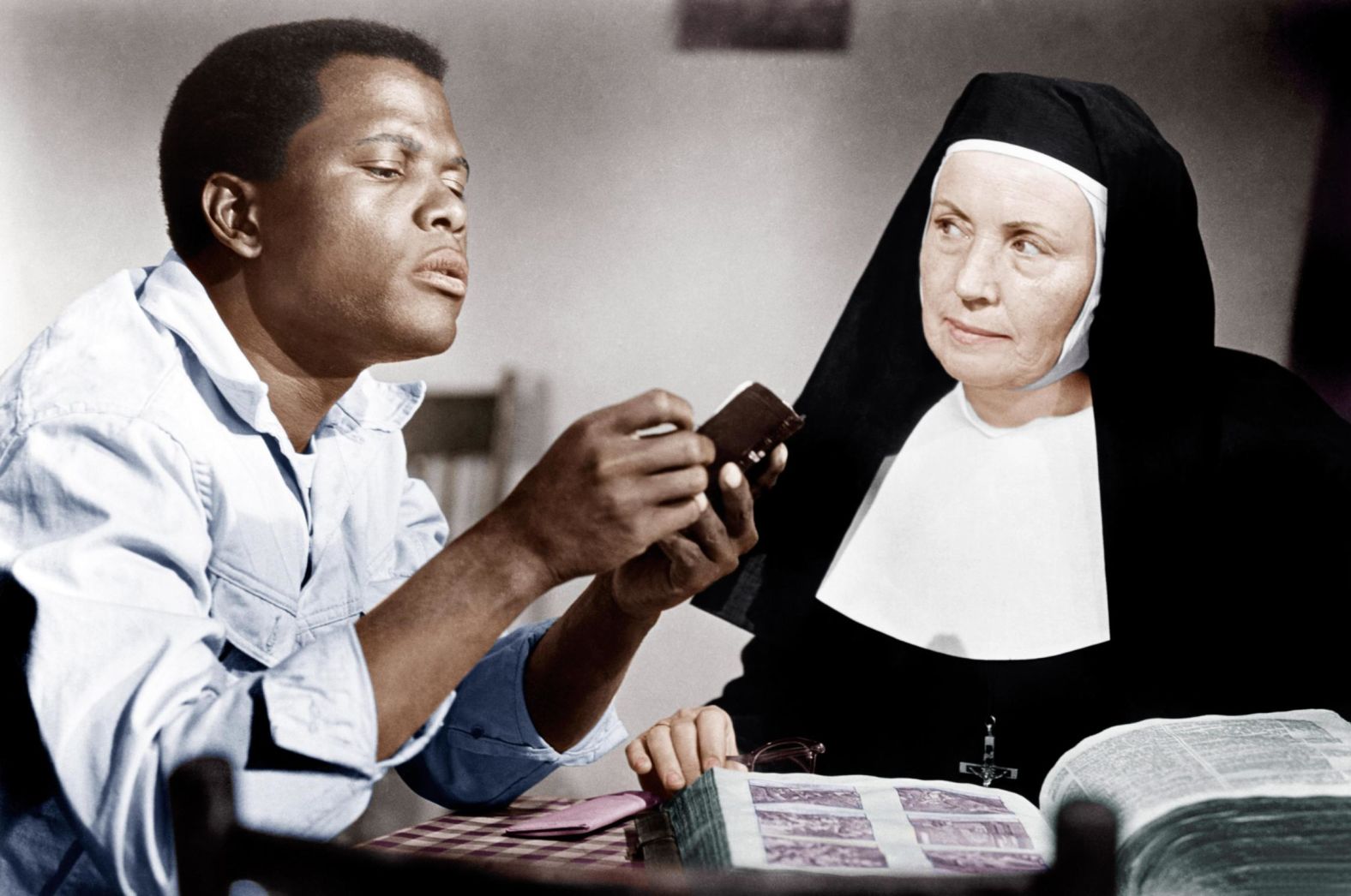 Poitier appears with Lilia Skala in the 1963 film "Lilies of the Field."