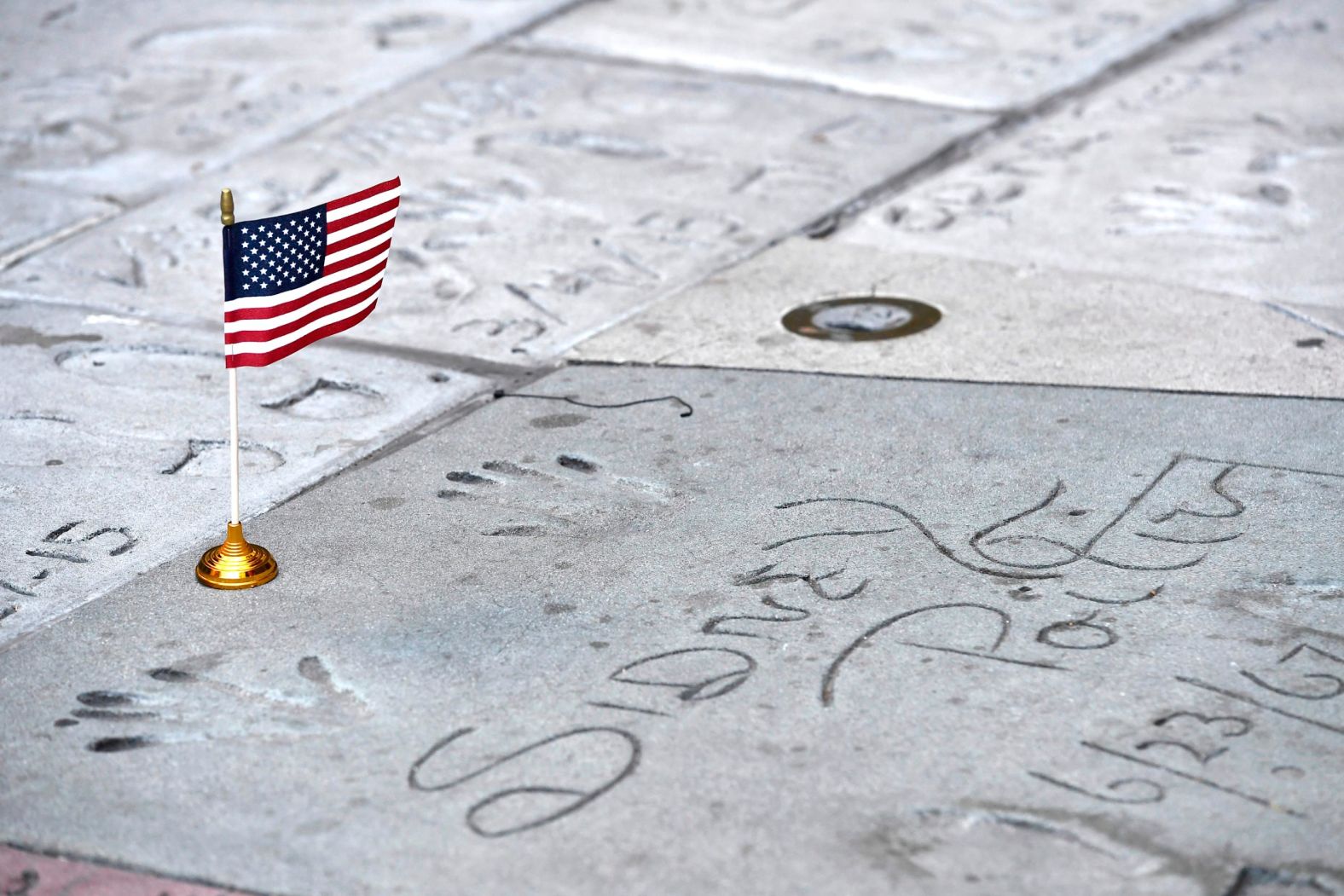 Poitier's handprints are seen at the TCL Chinese Theatre in Hollywood in 2020.