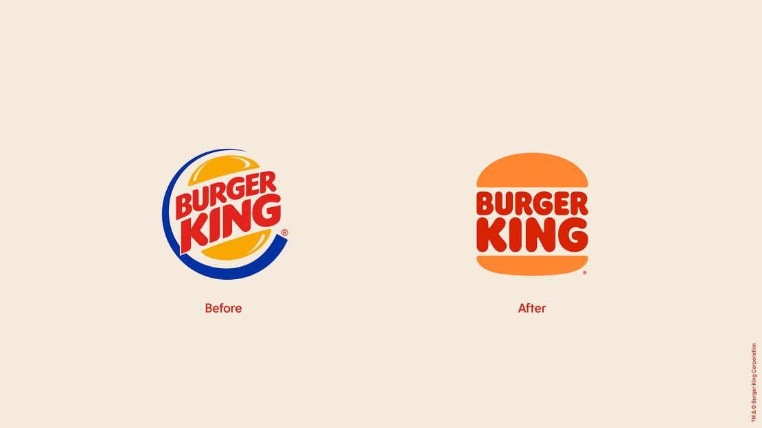 Burger King's old and new logo.