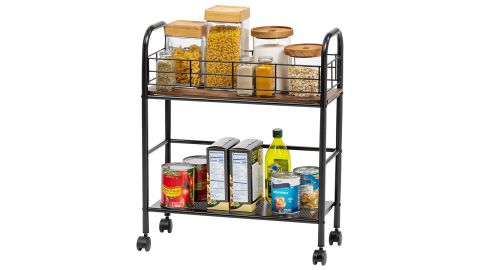 Iris USA Slim Wood and Metal Rolling Storage Cart