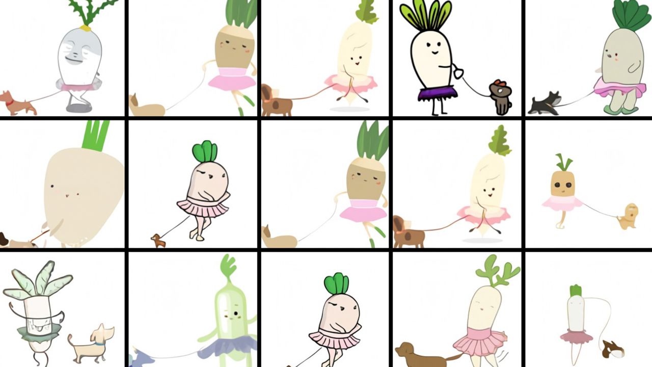A new AI model from OpenAI, DALL-E, can create pictures from the text prompt "an illustration of a baby daikon radish in a tutu walking a dog".