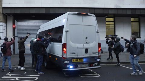 WikiLeaks founder Julian Assange arrives at Westminster Magistrates Court for his bail hearing in London on Wednesday. 