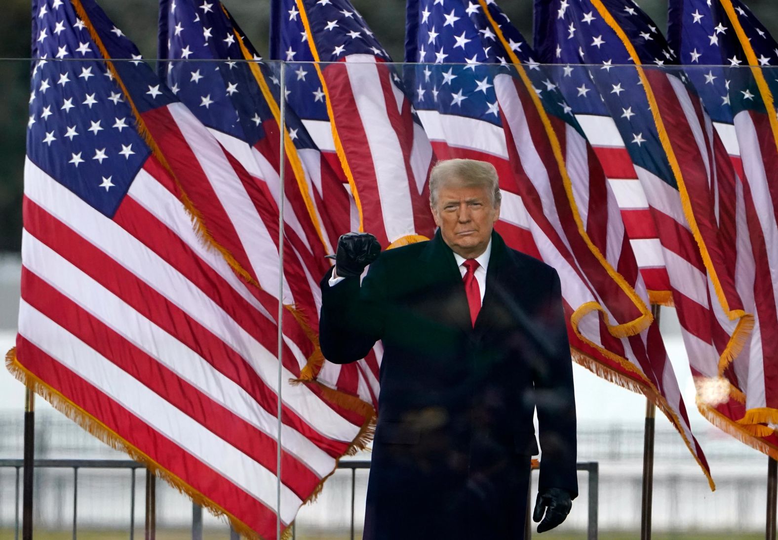 Trump arrives to speak to supporters at a rally in Washington, DC, in January 2021. His speech included calls for his vice president to step outside his constitutional bounds and overturn the results of the election. A short time later, Trump supporters <a href="index.php?page=&url=http%3A%2F%2Fwww.cnn.com%2F2021%2F01%2F06%2Fpolitics%2Fgallery%2Felectoral-college-vote-count%2Findex.html" target="_blank">breached the US Capitol</a> while Congress was meeting to certify the Electoral College's votes for president and vice president. The Capitol was put on lockdown and the certification vote was paused after the rioters stormed the building.