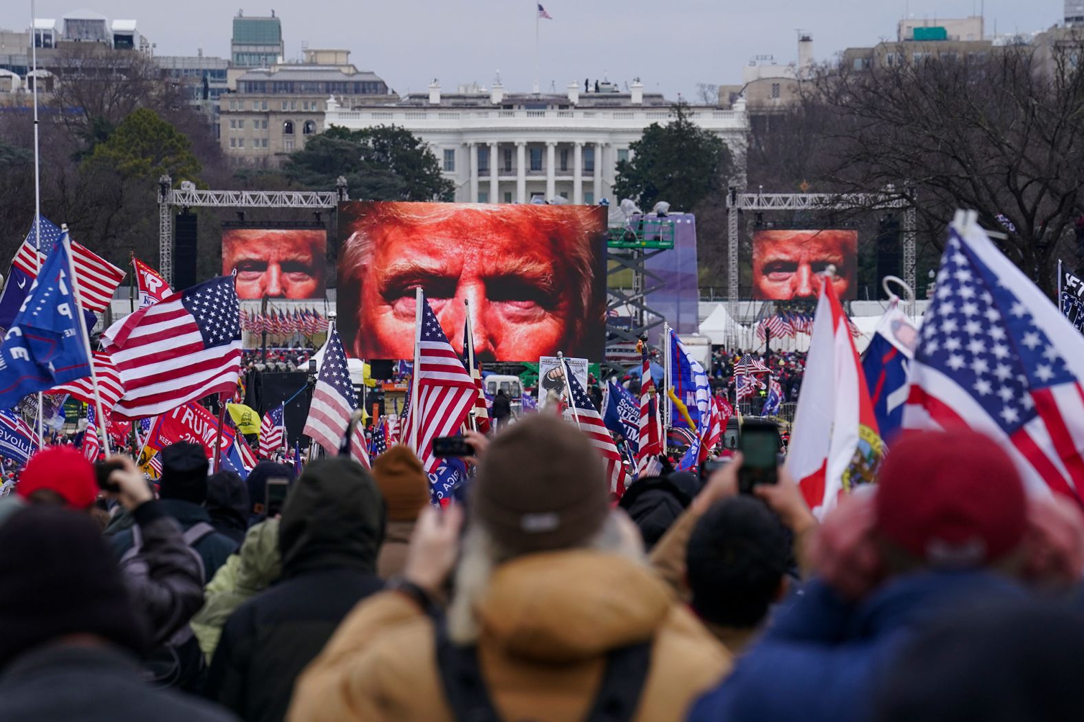 Trump supporters participate in a rally near the White House.