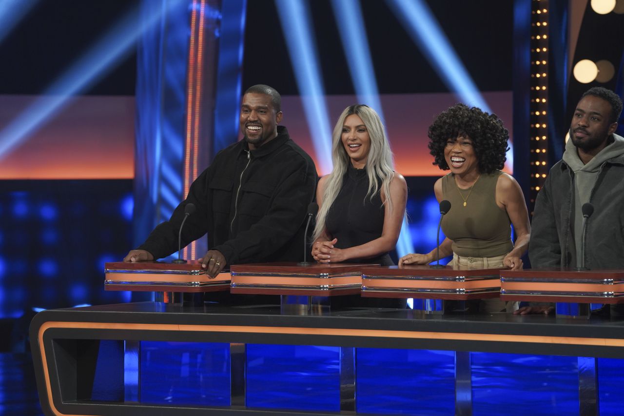 Kim and Kanye play "Celebrity Family Feud" in February 2018. It was the Kardashian family versus the West family.