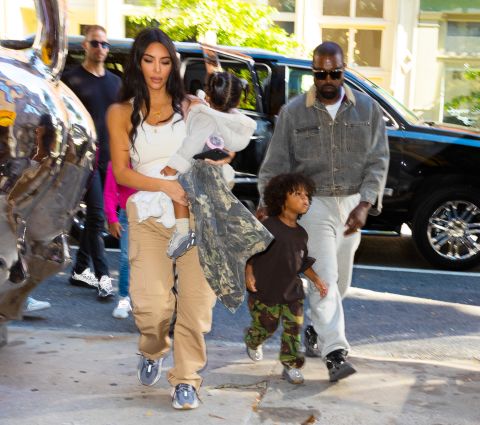 The family is photographed in New York in September 2019. Kim gave birth to daughter Chicago in January 2018 and son Psalm in May 2019.