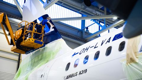 Finnair covered the livery with its signature blue rather than the usual white because it had extra blue paint.