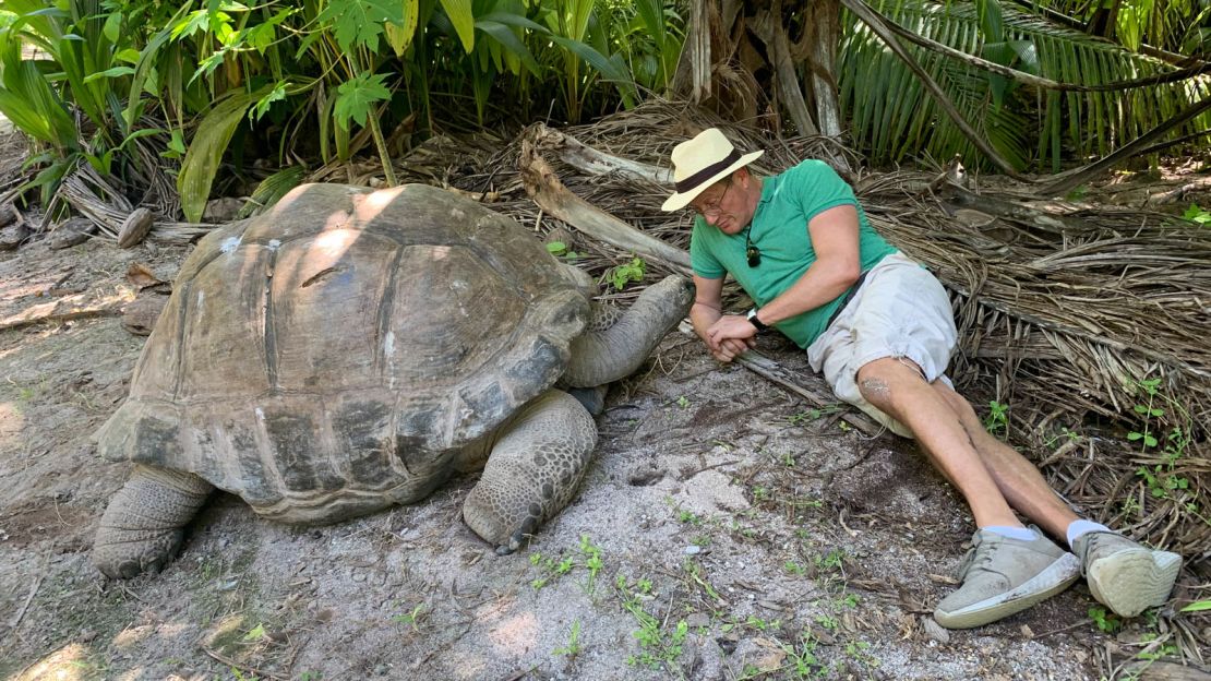 Esmeralda, left, is the oldest free-roaming tortoise in the world.