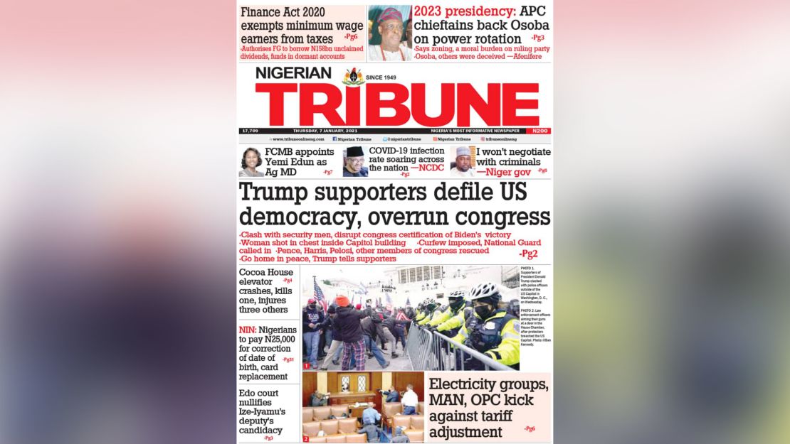 02 newspapers around the world react 0107 Nigerian Tribune
