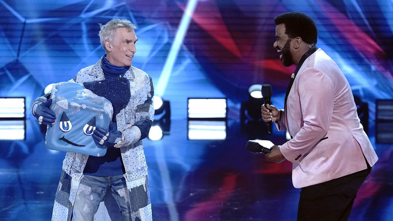 Bill Nye The Science Guy and host Craig Robinson in the "Group B Premiere - New Year, New Mask! (Who Dis?)" episode of "The Masked Dancer."
