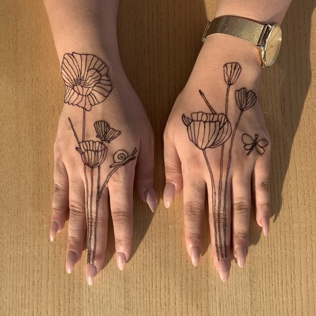 Four Flower Henna Tattoo Designs