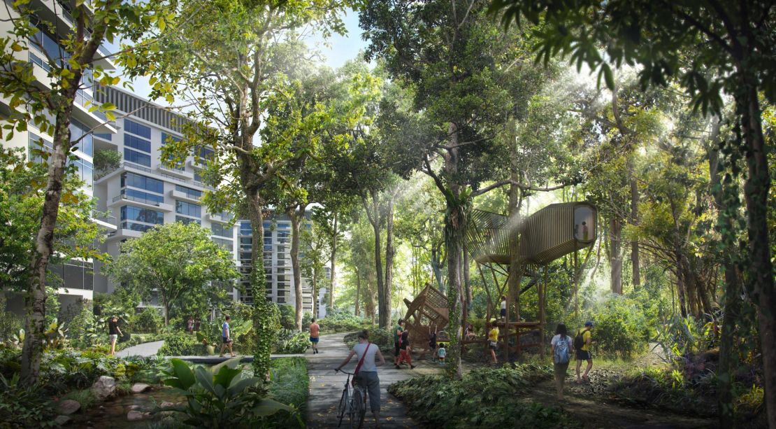 Dubbing the project a "forest town," planners aim to retain some of the site's natural greenery.