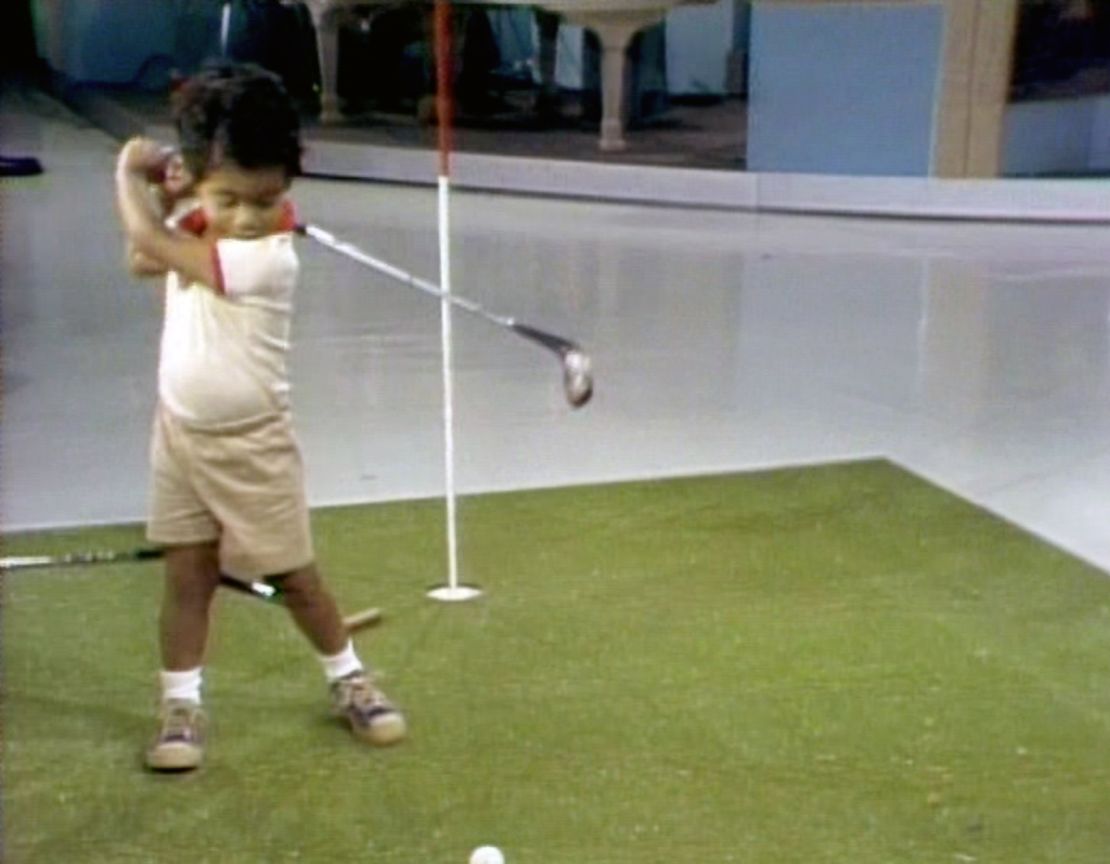 Woods as a two year old golf prodigy on the Mike Douglas show, October 6, 1978.  Image is a screen grab.