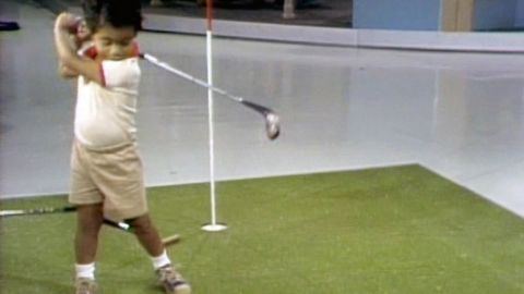 Woods as a two year old golf prodigy on the Mike Douglas show, October 6, 1978.  Image is a screen grab.