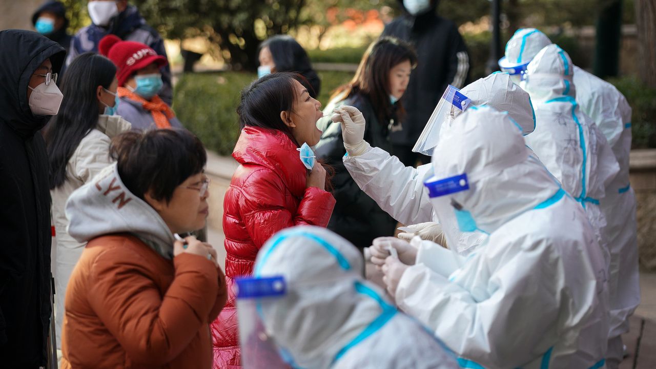 Residents in the northern Chinese city of Shijiazhuang conduct coronavirus testing on January 6 amid a local outbreak.