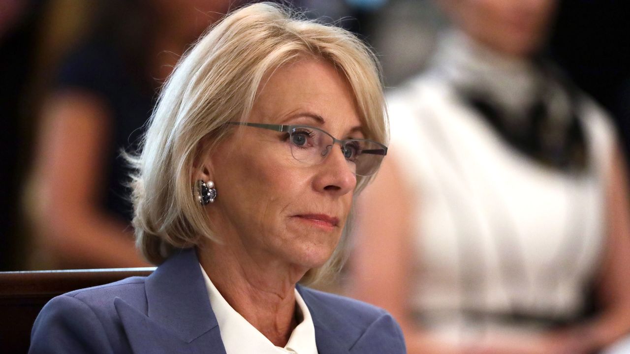 U.S. Secretary of Education Betsy DeVos listens during a cabinet meeting in the East Room of the White House on May 19, 2020 in Washington, DC. Earlier in the day President Trump met with members of the Senate GOP.