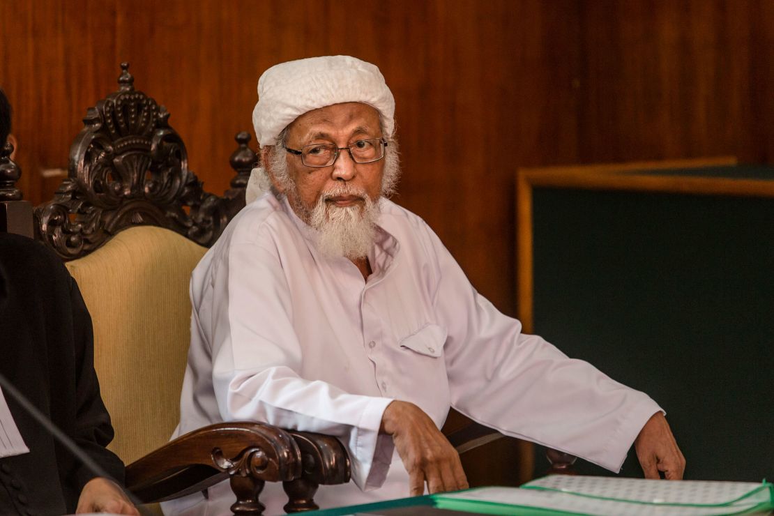 Abu Bakar Bashir at Cilacap District Court on January 26, 2016 in Cilacap, Central Java.