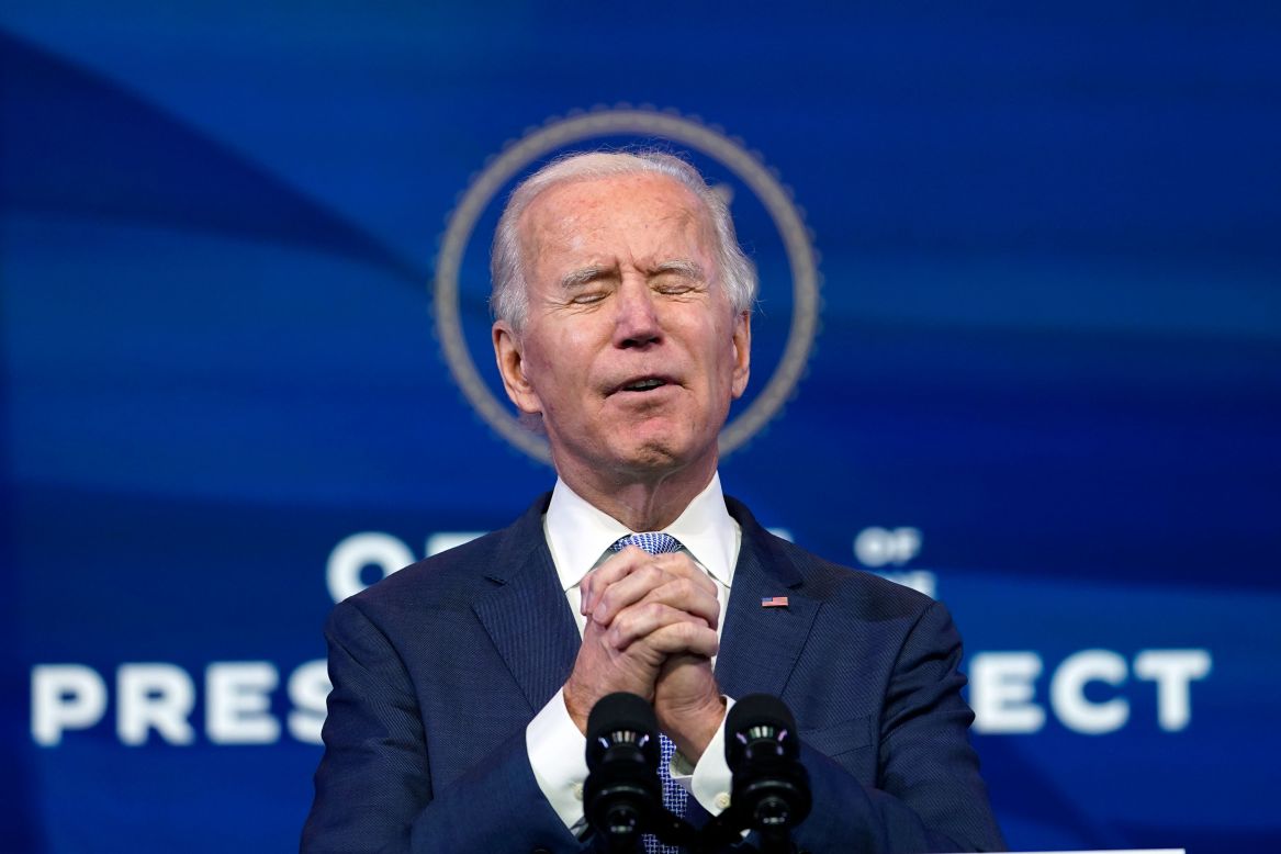 US President-elect Joe Biden speaks in Wilmington, Delaware, after the US Capitol was breached on Wednesday, January 6. Biden was planning to deliver a speech on the economy, but he scrapped his speech and <a href="https://www.cnn.com/2021/01/07/politics/biden-merrick-garland-justice-nominees/index.html" target="_blank">instead addressed the chaos and violence in Washington, DC.</a> He said the rioting amounted to an "unprecedented assault" on US democracy. "This is not dissent. It's disorder. It's chaos," he said. "It borders on sedition, and it must end now."