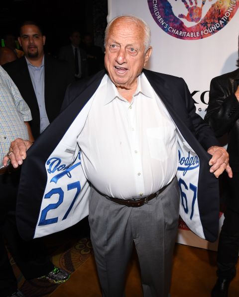 Lasorda attends a September 2016 charity event at the Luxor Hotel & Casino in Las Vegas that benefited pediatric cancer research and treatment.