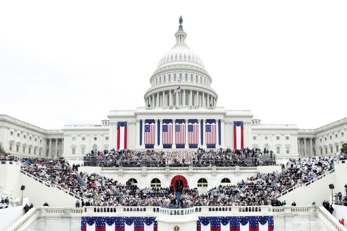 President Donald Trump delivers his inaugural address on the West Front of the US Capitol on January 20, 2017, in Washington, DC.