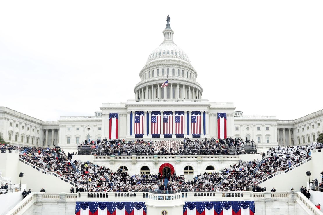 President Donald Trump delivers his inaugural address on the West Front of the US Capitol on January 20, 2017, in Washington, DC.