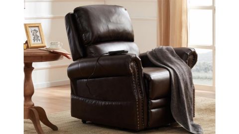 Merax Brown PU Leather Power Lift Recliner Chair
