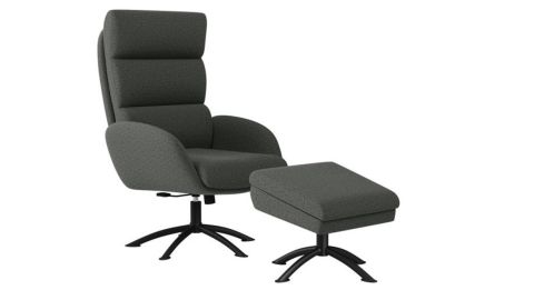 Sophitza Tweed Swivel Rocker Chair and Storage Ottoman