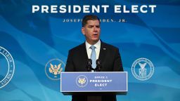 Boston Mayor Marty Walsh, nominee for Secretary of Labor, speaks after being nominated by US President-elect Joe Biden at The Queen theater January 8, 2021 in Wilmington, Delaware. 