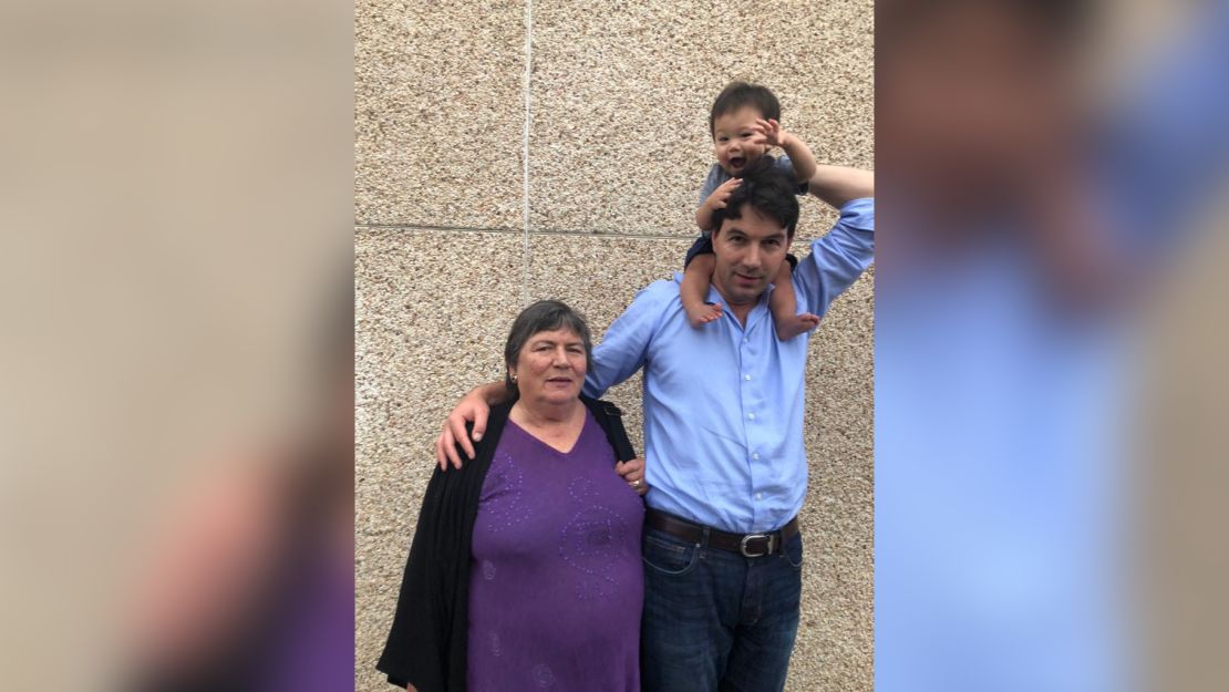 Dr. Wen and her husband, Sebastian Walker (right), hope to travel with their kids to visit his mother, Veronica (left), in Johannesburg for Christmas 2021.