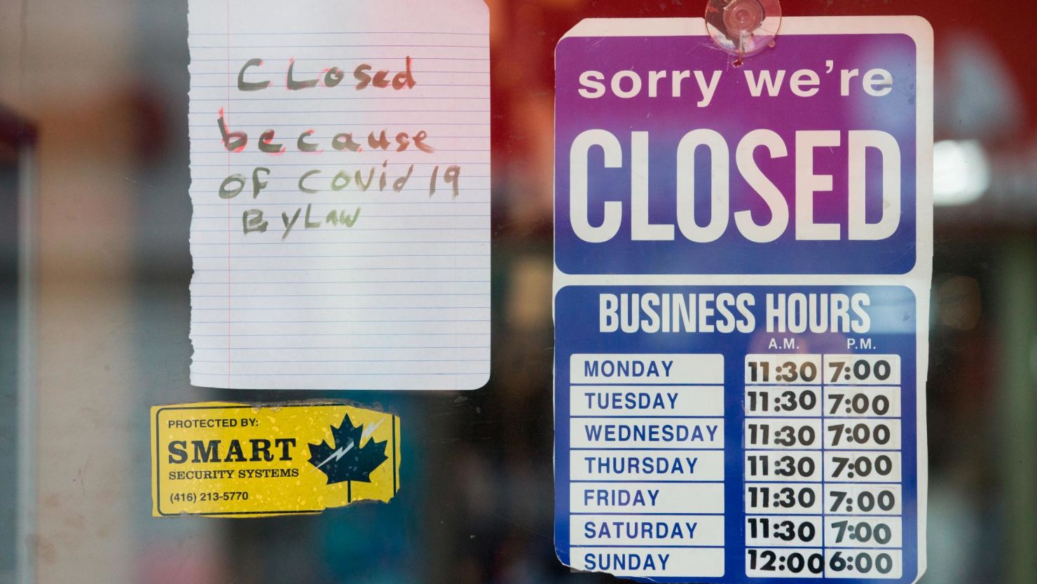 Toronto storefronts are closed amid a second wave of Covid-19 cases.