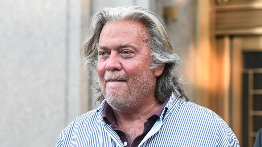 Former White House Chief Strategist Steve Bannon exits the Manhattan Federal Court on August 20, 2020 in the Manhattan borough of New York City. Bannon and three other defendants have been indicted for allegedly defrauding donors in a $25 million border wall fundraising campaign.