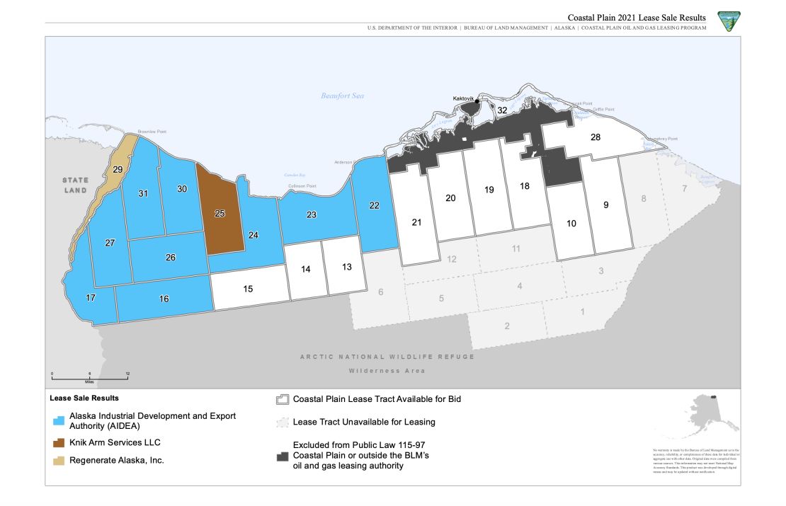 The Bureau of Land Management designated 22 tracts of land for drilling along Alaska's ANWR