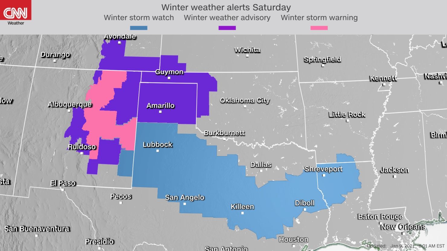 winter weather alerts weekend texas storm 01092021