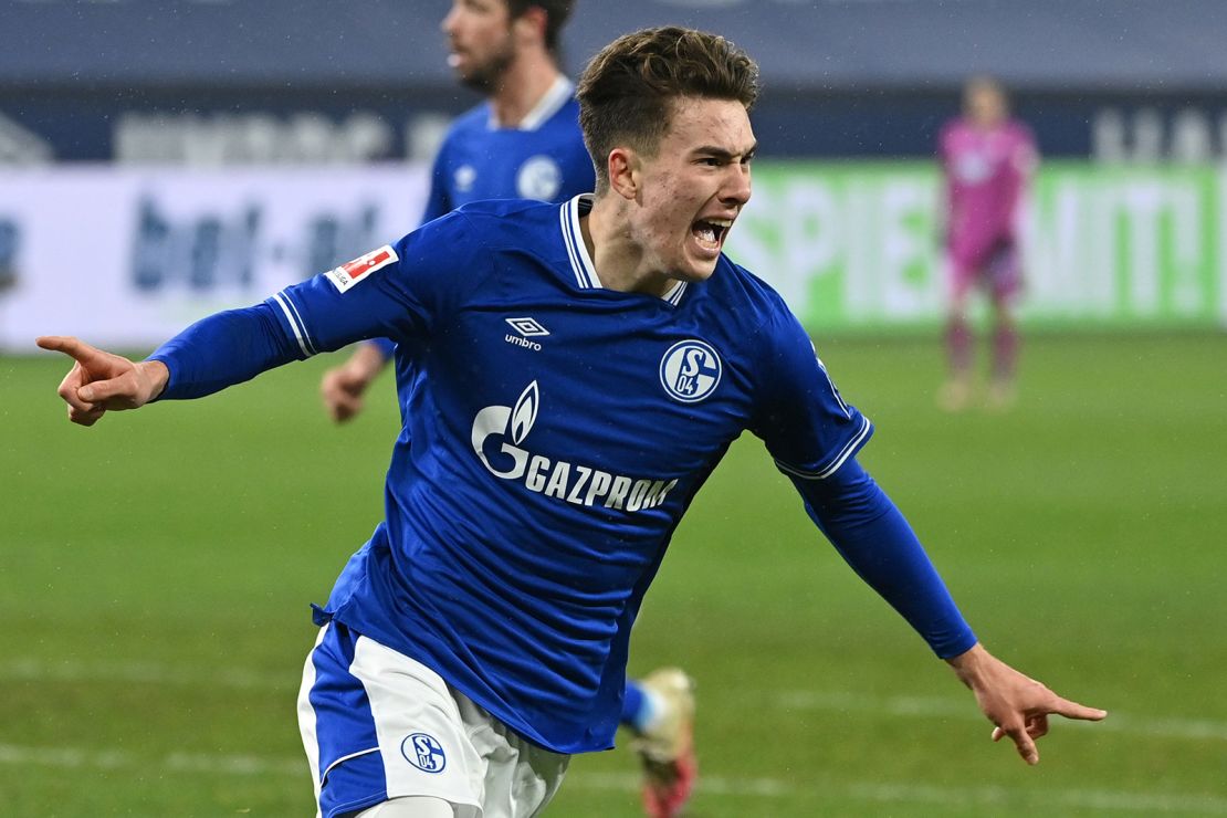 Schalke's US forward Matthew Hoppe, 19, made his debut for the Bundesliga in November.