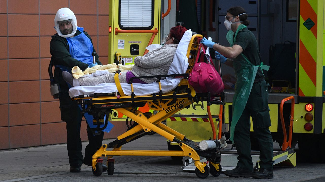 A patient arrives by ambulance to a London hospital on January 8.