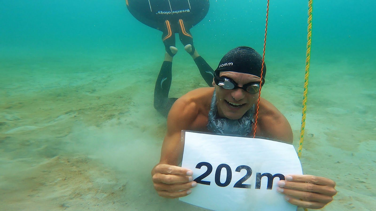 Stig Severinsen used just one breath to swim more than 200 meters underwater.