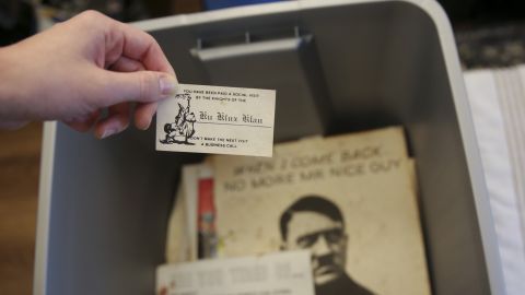 Some of the racist material collected over decades by former Ku Klux Klan leader John Howard.