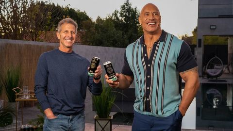 Dwayne Johnson, right, John Shulman, left, Dany Garcia and Dave Rienzi have teamed up to release healthy energy drink ZOA. 
