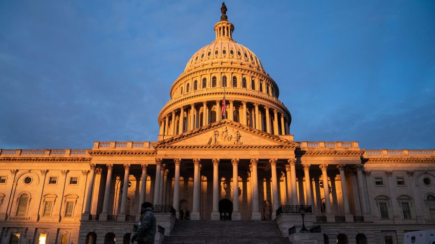 The sun rises on the  U.S. Capitol Building, where heightened security measures are in place nearly a week after a pro-Trump insurrectionist mob breached the security of the nations capitol while Congress voted to certify the 2020 Election Results on Monday, Jan. 11, 2021 in Washington, DC.