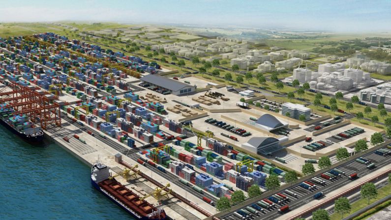 Projects like Lekki Deep Sea Port in Lagos aim to reposition African cities as internationally competitive business centers. <br /><br />The multipurpose port — which will be the <a href="index.php?page=&url=https%3A%2F%2Fconstructionreviewonline.com%2Fnews%2Fnigeria%2Fnigerias-lekki-deep-sea-port-project-receives-equity-funding%2F" target="_blank" target="_blank">deepest in sub-Saharan Africa</a> — is intended to increase Nigeria's commercial operations across West Africa and its global trading potential. It is designed to handle <a href="index.php?page=&url=https%3A%2F%2Fppp.icrc.gov.ng%2Fproject%2F118%2Flekki-deep-water-port" target="_blank" target="_blank">four million metric tons </a>of dry goods a year. The Chinese Development Bank has loaned <a href="index.php?page=&url=https%3A%2F%2Fwww.allenovery.com%2Fen-gb%2Fglobal%2Fnews-and-insights%2Fnews%2Fao-advises-on-lekki-port" target="_blank" target="_blank">$629 million</a> to the project and China Harbour Engineering Company is providing <a href="index.php?page=&url=https%3A%2F%2Fconstructionreviewonline.com%2Fnews%2Fnigeria%2Fnigerias-lekki-deep-sea-port-project-receives-equity-funding%2F" target="_blank" target="_blank">$221 million</a> in equity funding for the port, which is expected to generate revenue of<a href="index.php?page=&url=https%3A%2F%2Flekkiport.com%2Fabout-lekki-port-lftz-enterprise%2Fthe-port%2F" target="_blank" target="_blank"> $361 billion and create up to 170,000 new jobs</a>. The port is due to be completed in <a href="index.php?page=&url=https%3A%2F%2Flekkiport.com%2Fproject-status%2F" target="_blank" target="_blank">2022</a>: work on the breakwater phase is underway.