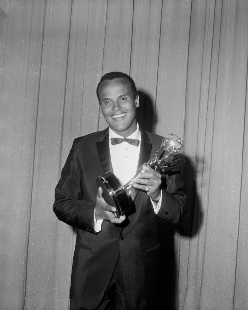 Belafonte poses with the Emmy Award he won in 1960 for the musical special "Tonight With Belafonte." He was the first African American to win an Emmy.