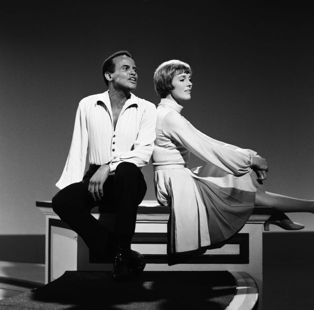 Belafonte performs with Julie Andrews for a TV special in 1969.