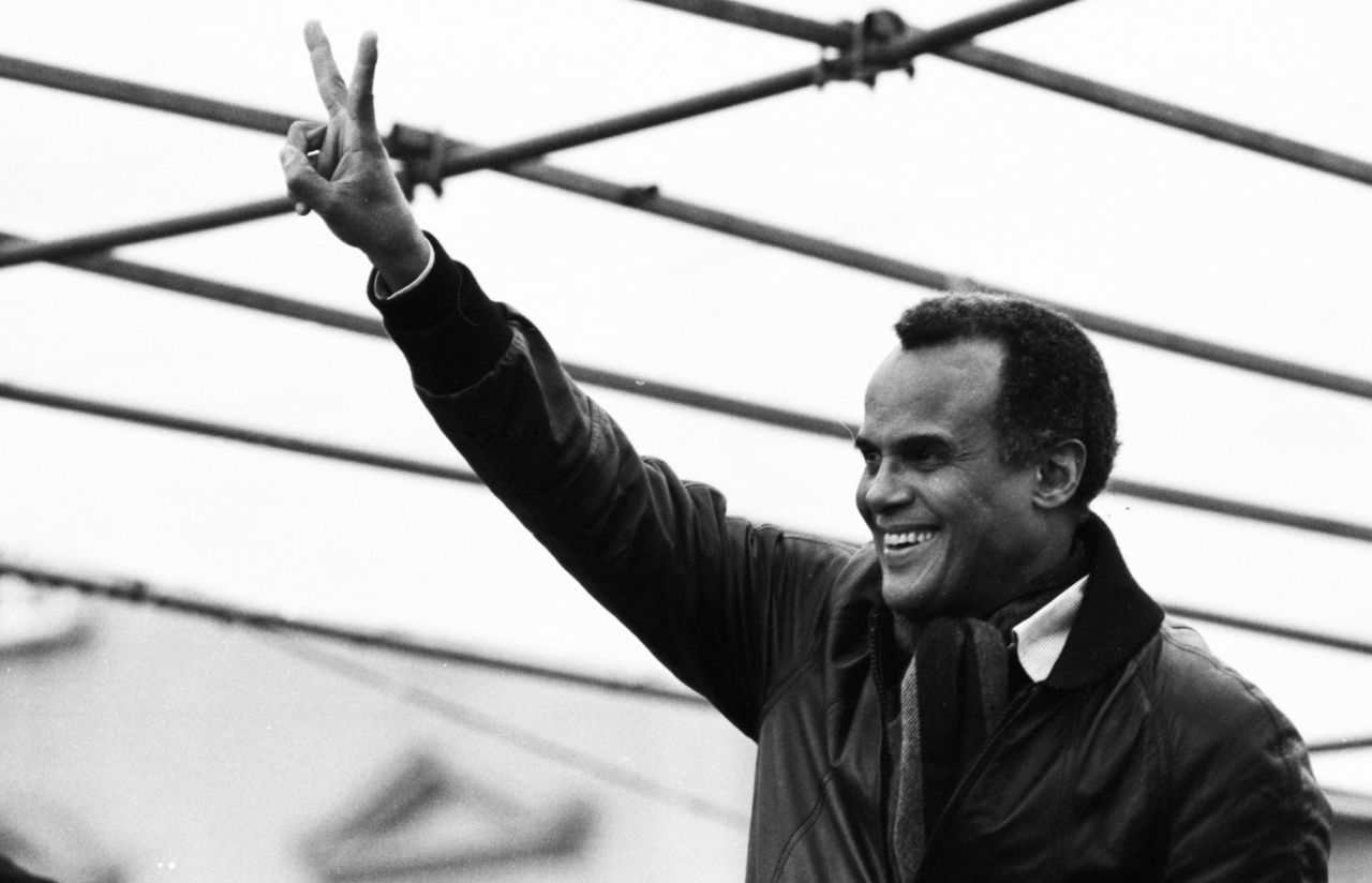 Belafonte appears at 1981 rally in Bonn, Germany, that was for peace and against nuclear weapons.