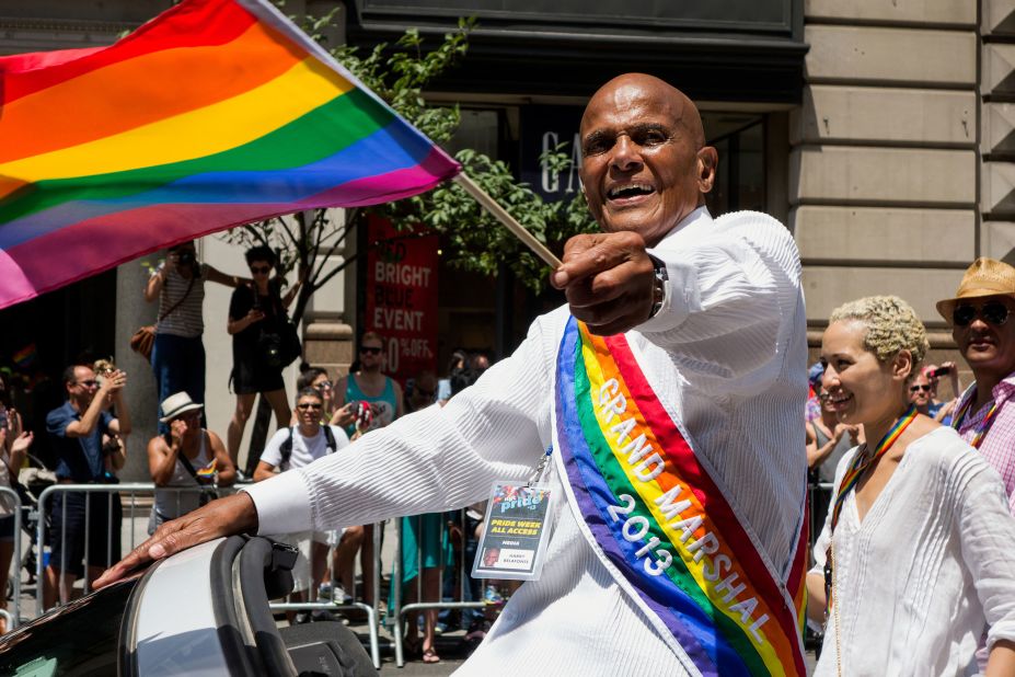 Belafonte acts as a grand marshal in New York City's Pride parade in 2013.
