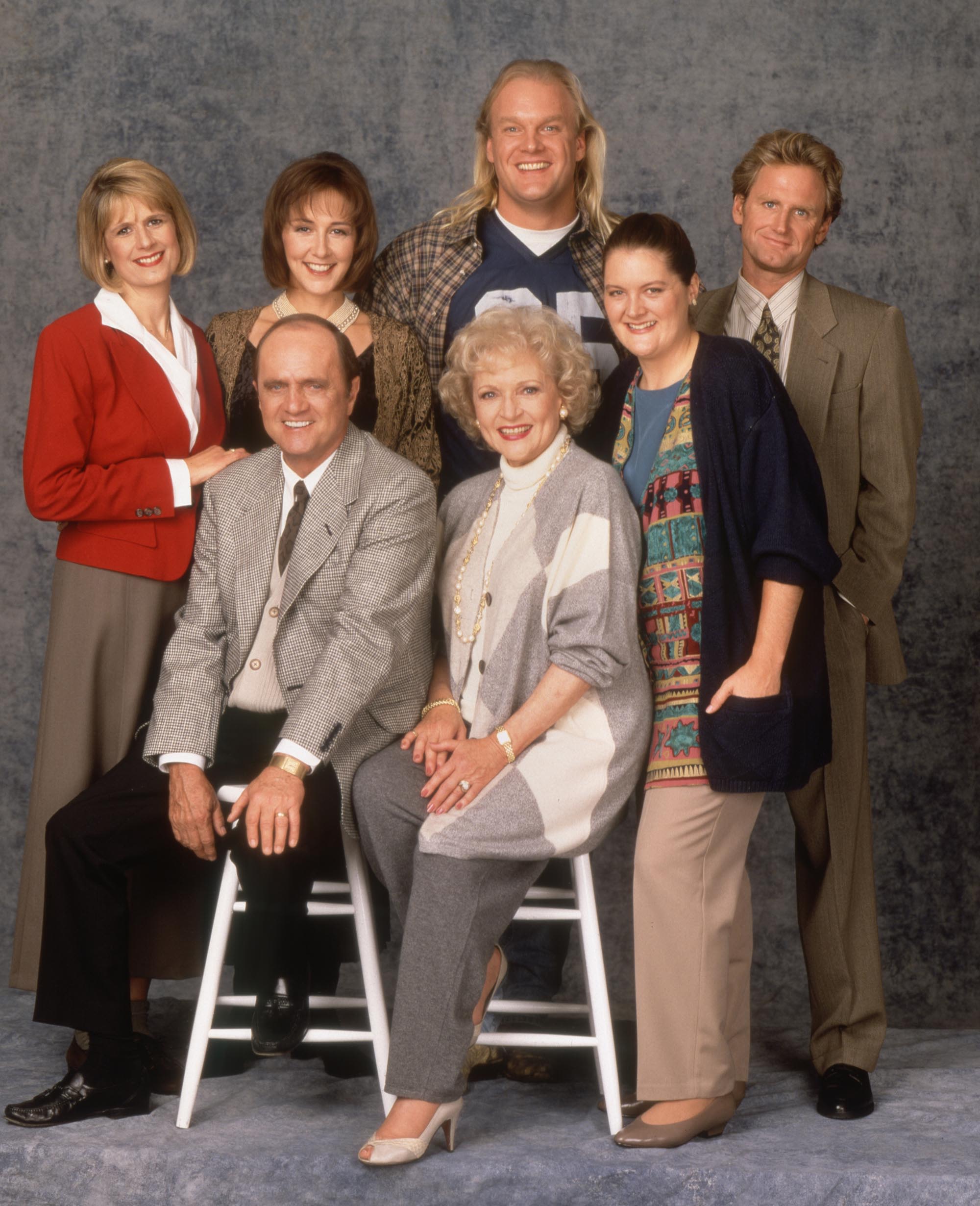 Newhart poses with fellow cast members from the sitcom 'Bob,' which ran in 1992 and 1993.