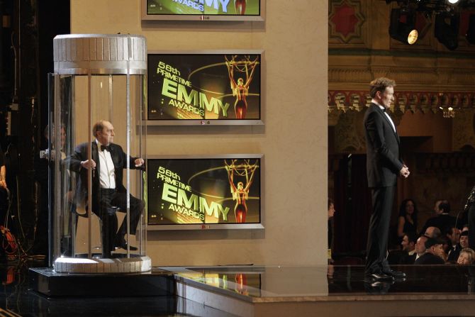 Newhart appears on stage with Conan O'Brien during the Primetime Emmy Awards in 2006.